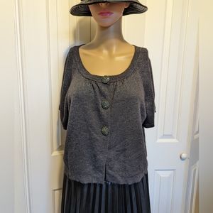 Nicole By Nicole Miller crop cardigan sweater Womens XL Metallic black beaded